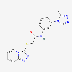 molecular formula C17H15N7OS B7371364 N-[3-(3-methyl-1,2,4-triazol-4-yl)phenyl]-2-([1,2,4]triazolo[4,3-a]pyridin-3-ylsulfanyl)acetamide 