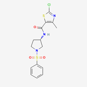 molecular formula C15H16ClN3O3S2 B7371395 N-[(3S)-1-(benzenesulfonyl)pyrrolidin-3-yl]-2-chloro-4-methyl-1,3-thiazole-5-carboxamide 