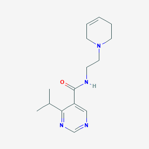 molecular formula C15H22N4O B7371396 N-[2-(3,6-dihydro-2H-pyridin-1-yl)ethyl]-4-propan-2-ylpyrimidine-5-carboxamide 
