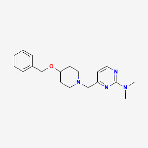 molecular formula C19H26N4O B7371426 N,N-dimethyl-4-[(4-phenylmethoxypiperidin-1-yl)methyl]pyrimidin-2-amine 