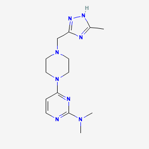molecular formula C14H22N8 B7371556 N,N-dimethyl-4-[4-[(5-methyl-1H-1,2,4-triazol-3-yl)methyl]piperazin-1-yl]pyrimidin-2-amine 