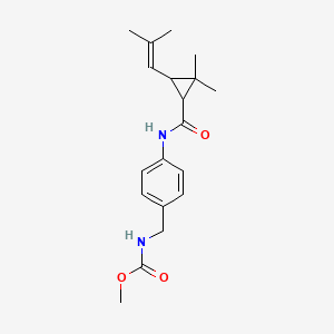 molecular formula C19H26N2O3 B7371574 methyl N-[[4-[[2,2-dimethyl-3-(2-methylprop-1-enyl)cyclopropanecarbonyl]amino]phenyl]methyl]carbamate 