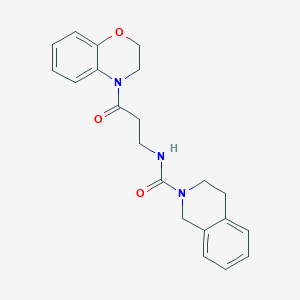 molecular formula C21H23N3O3 B7371655 N-[3-(2,3-dihydro-1,4-benzoxazin-4-yl)-3-oxopropyl]-3,4-dihydro-1H-isoquinoline-2-carboxamide 