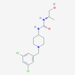 molecular formula C16H23Cl2N3O2 B7371663 1-[1-[(3,5-dichlorophenyl)methyl]piperidin-4-yl]-3-[(2S)-1-hydroxypropan-2-yl]urea 
