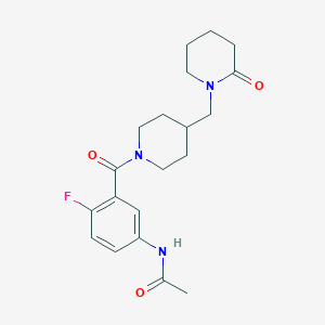 molecular formula C20H26FN3O3 B7371735 N-[4-fluoro-3-[4-[(2-oxopiperidin-1-yl)methyl]piperidine-1-carbonyl]phenyl]acetamide 