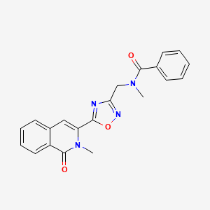 molecular formula C21H18N4O3 B7371810 N-methyl-N-[[5-(2-methyl-1-oxoisoquinolin-3-yl)-1,2,4-oxadiazol-3-yl]methyl]benzamide 