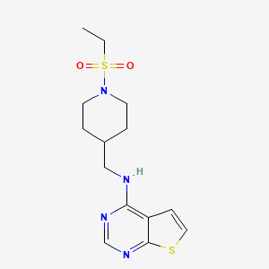 molecular formula C14H20N4O2S2 B7371930 N-[(1-ethylsulfonylpiperidin-4-yl)methyl]thieno[2,3-d]pyrimidin-4-amine 