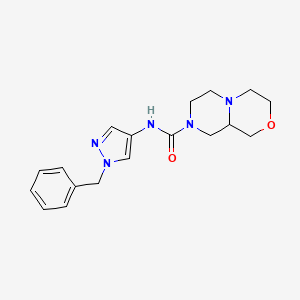 molecular formula C18H23N5O2 B7372054 N-(1-benzylpyrazol-4-yl)-3,4,6,7,9,9a-hexahydro-1H-pyrazino[2,1-c][1,4]oxazine-8-carboxamide 