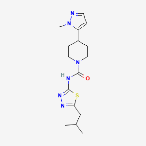 molecular formula C16H24N6OS B7372056 N-[5-(2-methylpropyl)-1,3,4-thiadiazol-2-yl]-4-(2-methylpyrazol-3-yl)piperidine-1-carboxamide 