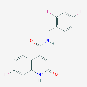 molecular formula C17H11F3N2O2 B7372111 N-[(2,4-difluorophenyl)methyl]-7-fluoro-2-oxo-1H-quinoline-4-carboxamide 