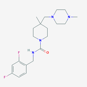 molecular formula C20H30F2N4O B7372118 N-[(2,4-difluorophenyl)methyl]-4-methyl-4-[(4-methylpiperazin-1-yl)methyl]piperidine-1-carboxamide 