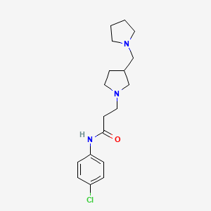 molecular formula C18H26ClN3O B7372135 N-(4-chlorophenyl)-3-[3-(pyrrolidin-1-ylmethyl)pyrrolidin-1-yl]propanamide 