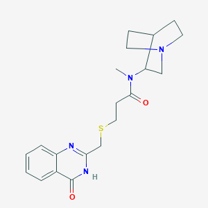 molecular formula C20H26N4O2S B7372145 N-(1-azabicyclo[2.2.2]octan-3-yl)-N-methyl-3-[(4-oxo-3H-quinazolin-2-yl)methylsulfanyl]propanamide 