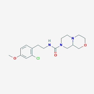 molecular formula C17H24ClN3O3 B7372173 N-[2-(2-chloro-4-methoxyphenyl)ethyl]-3,4,6,7,9,9a-hexahydro-1H-pyrazino[2,1-c][1,4]oxazine-8-carboxamide 