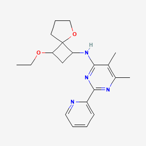 molecular formula C20H26N4O2 B7372276 N-(3-ethoxy-5-oxaspiro[3.4]octan-1-yl)-5,6-dimethyl-2-pyridin-2-ylpyrimidin-4-amine 