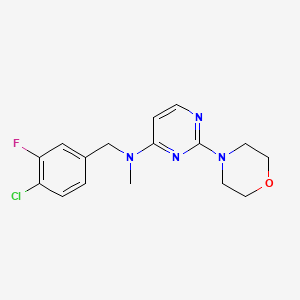molecular formula C16H18ClFN4O B7372291 N-[(4-chloro-3-fluorophenyl)methyl]-N-methyl-2-morpholin-4-ylpyrimidin-4-amine 