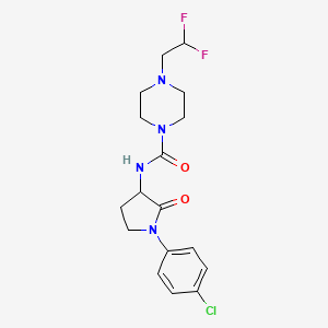 molecular formula C17H21ClF2N4O2 B7372299 N-[1-(4-chlorophenyl)-2-oxopyrrolidin-3-yl]-4-(2,2-difluoroethyl)piperazine-1-carboxamide 