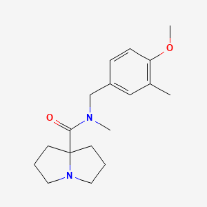 molecular formula C18H26N2O2 B7372391 N-[(4-methoxy-3-methylphenyl)methyl]-N-methyl-1,2,3,5,6,7-hexahydropyrrolizine-8-carboxamide 