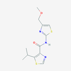 molecular formula C12H15N3O2S2 B7372404 N-[4-(methoxymethyl)-1,3-thiazol-2-yl]-5-propan-2-yl-1,3-thiazole-4-carboxamide 