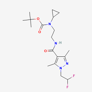 molecular formula C18H28F2N4O3 B7372421 tert-butyl N-cyclopropyl-N-[2-[[1-(2,2-difluoroethyl)-3,5-dimethylpyrazole-4-carbonyl]amino]ethyl]carbamate 