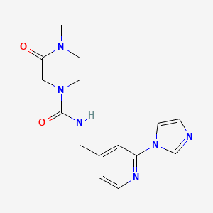 molecular formula C15H18N6O2 B7372433 N-[(2-imidazol-1-ylpyridin-4-yl)methyl]-4-methyl-3-oxopiperazine-1-carboxamide 