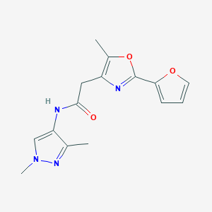 molecular formula C15H16N4O3 B7372459 N-(1,3-dimethylpyrazol-4-yl)-2-[2-(furan-2-yl)-5-methyl-1,3-oxazol-4-yl]acetamide 