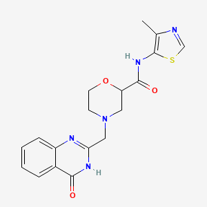 molecular formula C18H19N5O3S B7372547 N-(4-methyl-1,3-thiazol-5-yl)-4-[(4-oxo-3H-quinazolin-2-yl)methyl]morpholine-2-carboxamide 