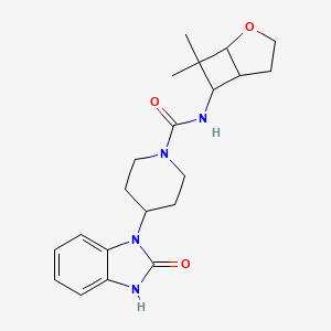 molecular formula C21H28N4O3 B7372565 N-(7,7-dimethyl-2-oxabicyclo[3.2.0]heptan-6-yl)-4-(2-oxo-3H-benzimidazol-1-yl)piperidine-1-carboxamide 