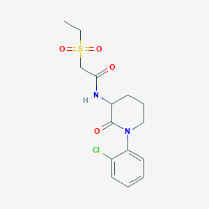 molecular formula C15H19ClN2O4S B7372642 N-[1-(2-chlorophenyl)-2-oxopiperidin-3-yl]-2-ethylsulfonylacetamide 