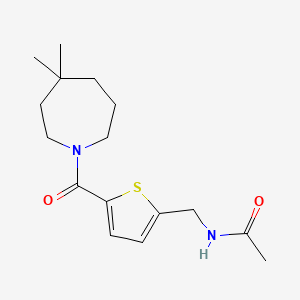molecular formula C16H24N2O2S B7372689 N-[[5-(4,4-dimethylazepane-1-carbonyl)thiophen-2-yl]methyl]acetamide 