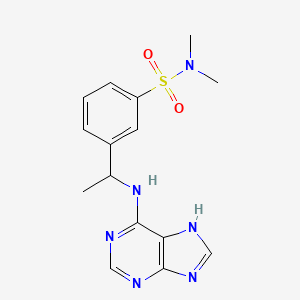 molecular formula C15H18N6O2S B7372731 N,N-dimethyl-3-[1-(7H-purin-6-ylamino)ethyl]benzenesulfonamide 