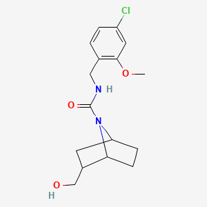 molecular formula C16H21ClN2O3 B7372909 N-[(4-chloro-2-methoxyphenyl)methyl]-2-(hydroxymethyl)-7-azabicyclo[2.2.1]heptane-7-carboxamide 