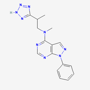 molecular formula C16H17N9 B7372949 N-methyl-1-phenyl-N-[2-(2H-tetrazol-5-yl)propyl]pyrazolo[3,4-d]pyrimidin-4-amine 