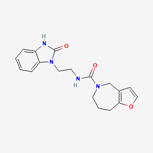 molecular formula C18H20N4O3 B7372960 N-[2-(2-oxo-3H-benzimidazol-1-yl)ethyl]-4,6,7,8-tetrahydrofuro[3,2-c]azepine-5-carboxamide 