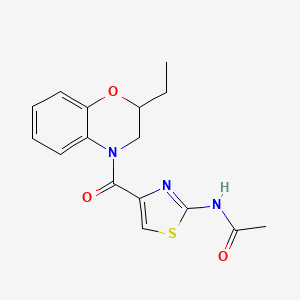 molecular formula C16H17N3O3S B7372978 N-[4-(2-ethyl-2,3-dihydro-1,4-benzoxazine-4-carbonyl)-1,3-thiazol-2-yl]acetamide 