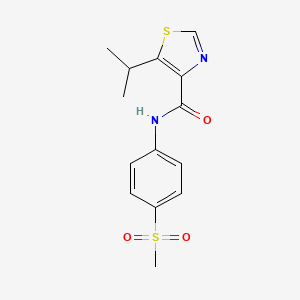 molecular formula C14H16N2O3S2 B7373159 N-(4-methylsulfonylphenyl)-5-propan-2-yl-1,3-thiazole-4-carboxamide 