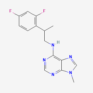 molecular formula C15H15F2N5 B7373194 N-[2-(2,4-difluorophenyl)propyl]-9-methylpurin-6-amine 