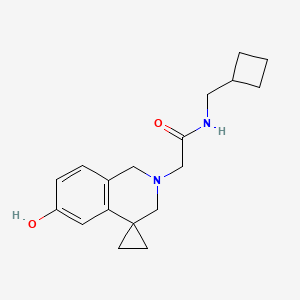 molecular formula C18H24N2O2 B7373229 N-(cyclobutylmethyl)-2-(6-hydroxyspiro[1,3-dihydroisoquinoline-4,1'-cyclopropane]-2-yl)acetamide 