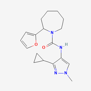 molecular formula C18H24N4O2 B7373237 N-(3-cyclopropyl-1-methylpyrazol-4-yl)-2-(furan-2-yl)azepane-1-carboxamide 