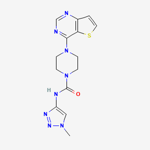 molecular formula C14H16N8OS B7373284 N-(1-methyltriazol-4-yl)-4-thieno[3,2-d]pyrimidin-4-ylpiperazine-1-carboxamide 