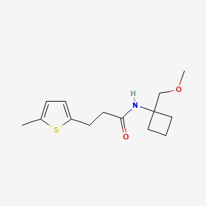 molecular formula C14H21NO2S B7373322 N-[1-(methoxymethyl)cyclobutyl]-3-(5-methylthiophen-2-yl)propanamide 