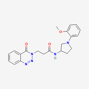 molecular formula C21H23N5O3 B7373425 N-[1-(2-methoxyphenyl)pyrrolidin-3-yl]-3-(4-oxo-1,2,3-benzotriazin-3-yl)propanamide 