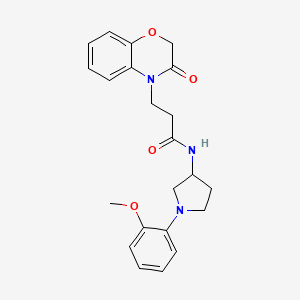 molecular formula C22H25N3O4 B7373440 N-[1-(2-methoxyphenyl)pyrrolidin-3-yl]-3-(3-oxo-1,4-benzoxazin-4-yl)propanamide 
