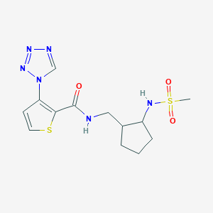 molecular formula C13H18N6O3S2 B7373445 N-[[2-(methanesulfonamido)cyclopentyl]methyl]-3-(tetrazol-1-yl)thiophene-2-carboxamide 
