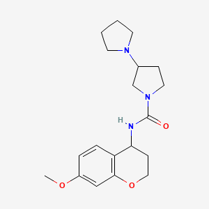 molecular formula C19H27N3O3 B7373459 N-(7-methoxy-3,4-dihydro-2H-chromen-4-yl)-3-pyrrolidin-1-ylpyrrolidine-1-carboxamide 