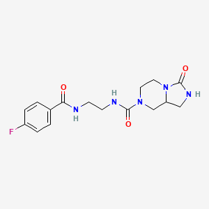 molecular formula C16H20FN5O3 B7373494 N-[2-[(4-fluorobenzoyl)amino]ethyl]-3-oxo-1,2,5,6,8,8a-hexahydroimidazo[1,5-a]pyrazine-7-carboxamide 