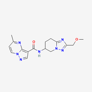 molecular formula C16H19N7O2 B7373567 N-[2-(methoxymethyl)-5,6,7,8-tetrahydro-[1,2,4]triazolo[1,5-a]pyridin-6-yl]-5-methylpyrazolo[1,5-a]pyrimidine-3-carboxamide 