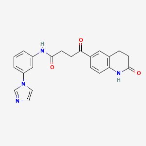 molecular formula C22H20N4O3 B7373692 N-(3-imidazol-1-ylphenyl)-4-oxo-4-(2-oxo-3,4-dihydro-1H-quinolin-6-yl)butanamide 