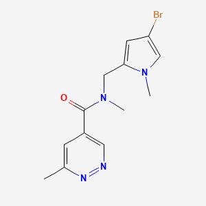molecular formula C13H15BrN4O B7373717 N-[(4-bromo-1-methylpyrrol-2-yl)methyl]-N,6-dimethylpyridazine-4-carboxamide 