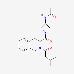 molecular formula C20H27N3O3 B7373719 N-[1-[2-(3-methylbutanoyl)-3,4-dihydro-1H-isoquinoline-3-carbonyl]azetidin-3-yl]acetamide 
